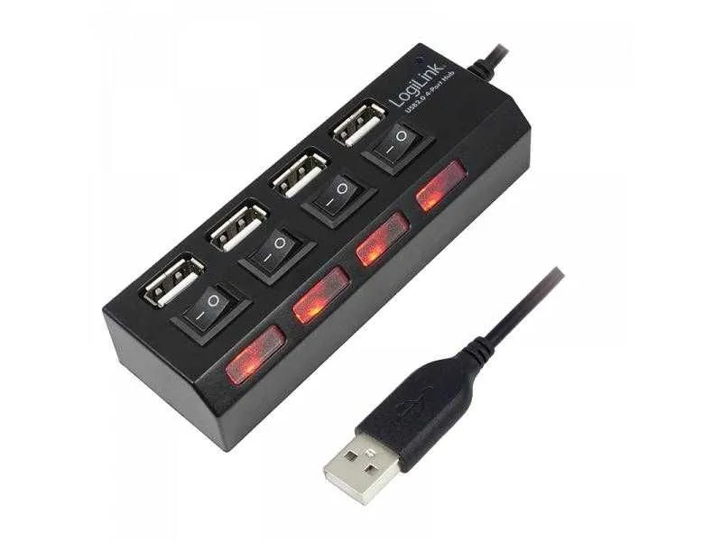 LOGILINK USB 2.0 HUB/ 4-port/ On/Off/ crni