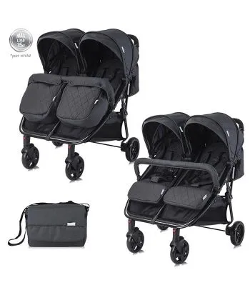 LORELLI Kolica za blizance sa torbom Duo black