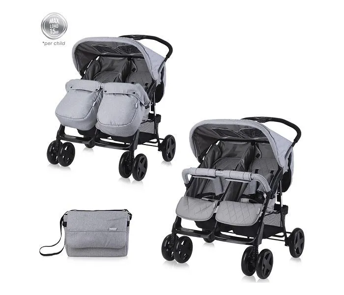 LORELLI Kolica za blizance twin sa torbom Cool grey 2023