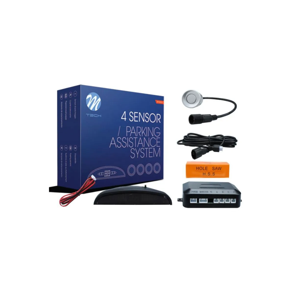 M-TECH Parking senzor zadnji,4kom,displej-zvučni signal,siva boja (12v,21.5mm,opcija farbanja)