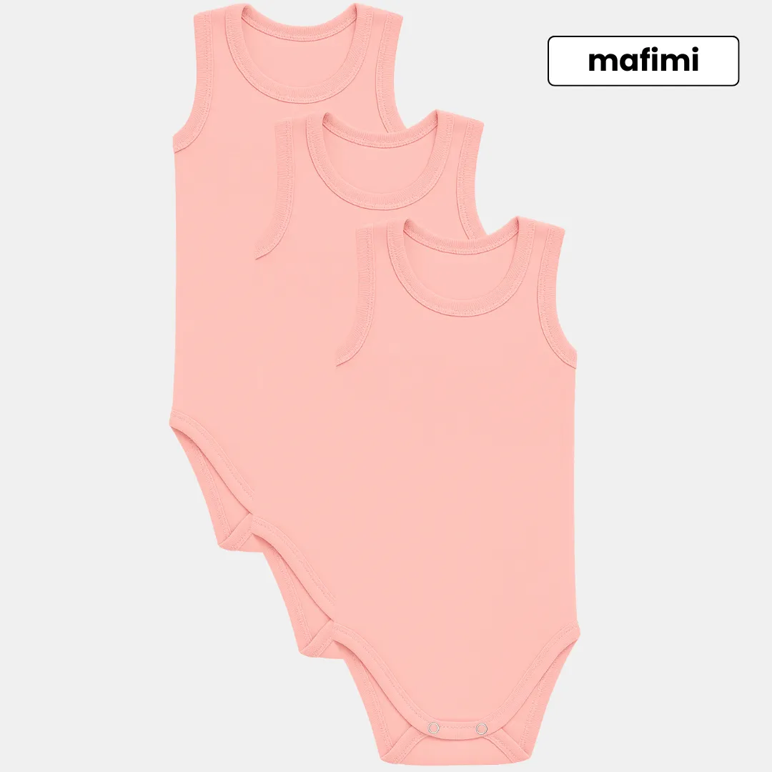Mafimi Pamučni Bodići Atlet za bebe i decu set od 3 - Roze