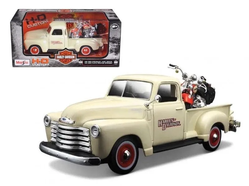 MAISTO Automobil 1:25  Chevrolet 3100 Pickup 1950. + 1:24 2001 FLSTS Heritage Springer 32194