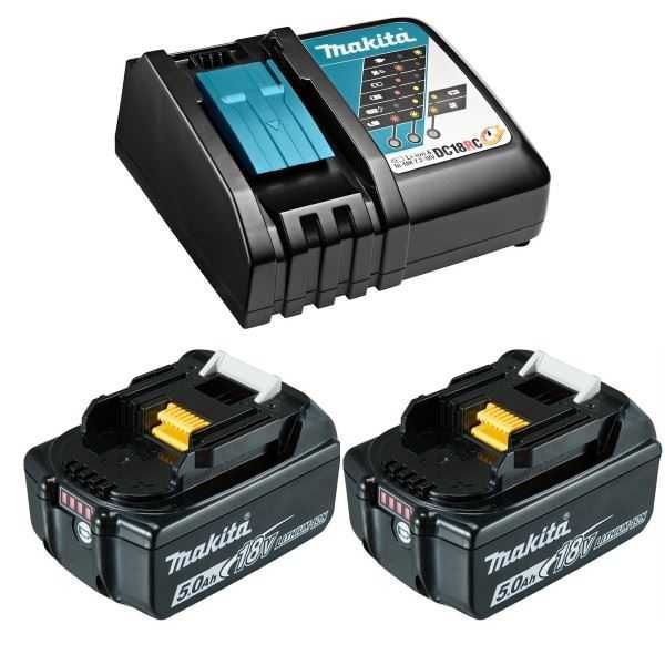 MAKITA Set baterija 2x BL1850B 18V/5.0Ah + Brzi punjač DC18RC