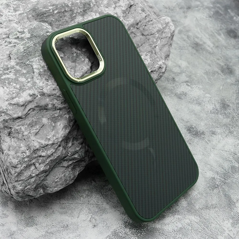 Maska Carbon MagSafe za iPhone 12/12 Pro/ zelena