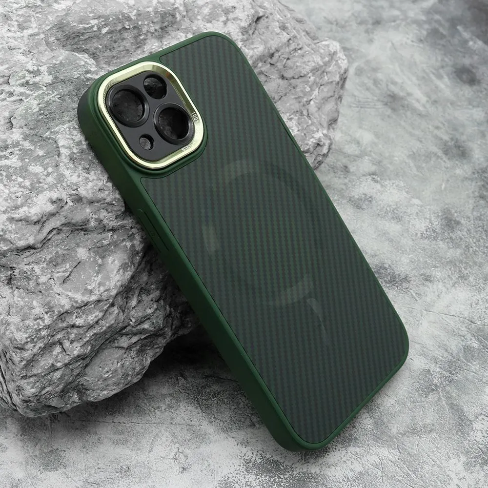 Maska CARBON MagSafe za iPhone 13/ zelena