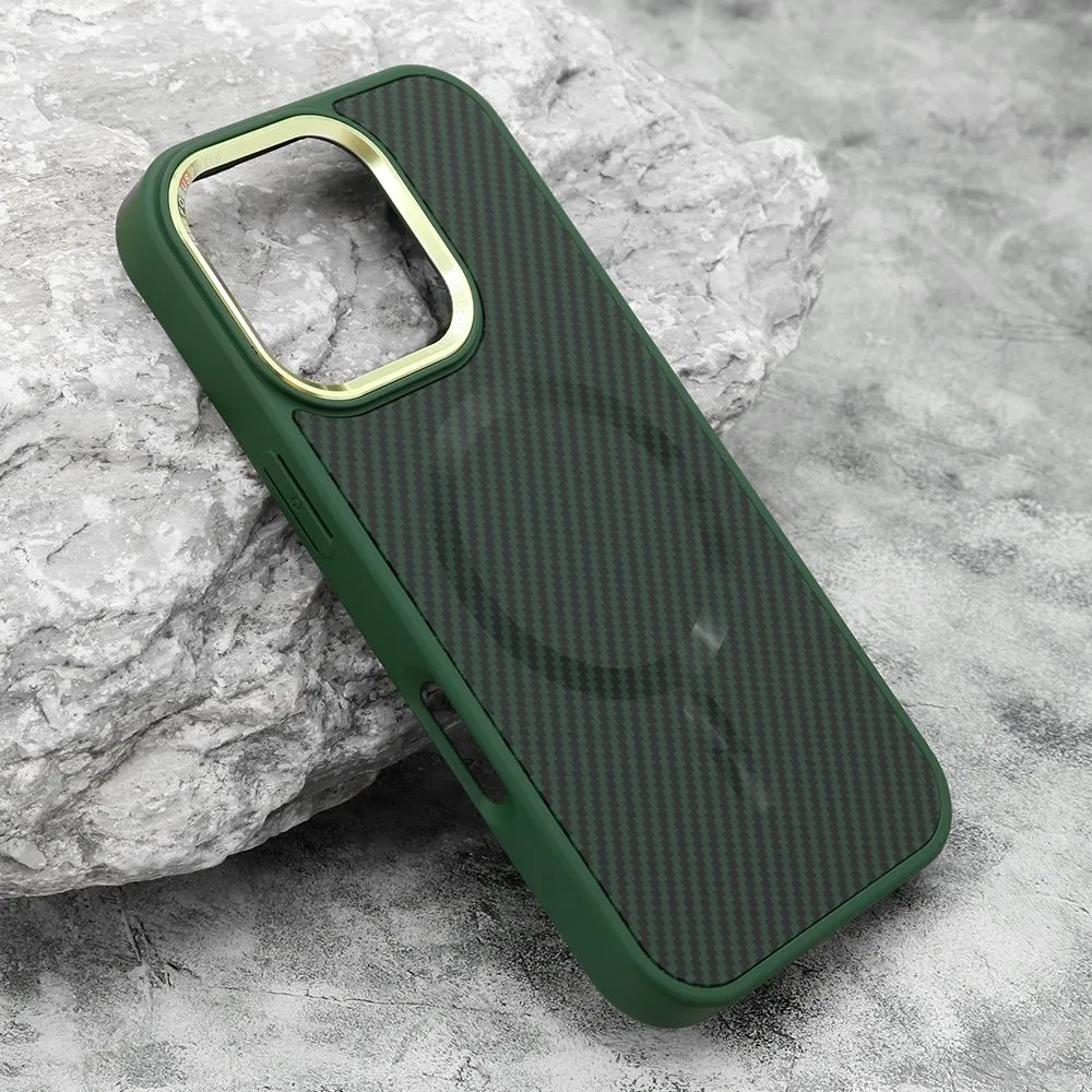 Maska Carbon Magsafe za iPhone 16 Pro/ zelena
