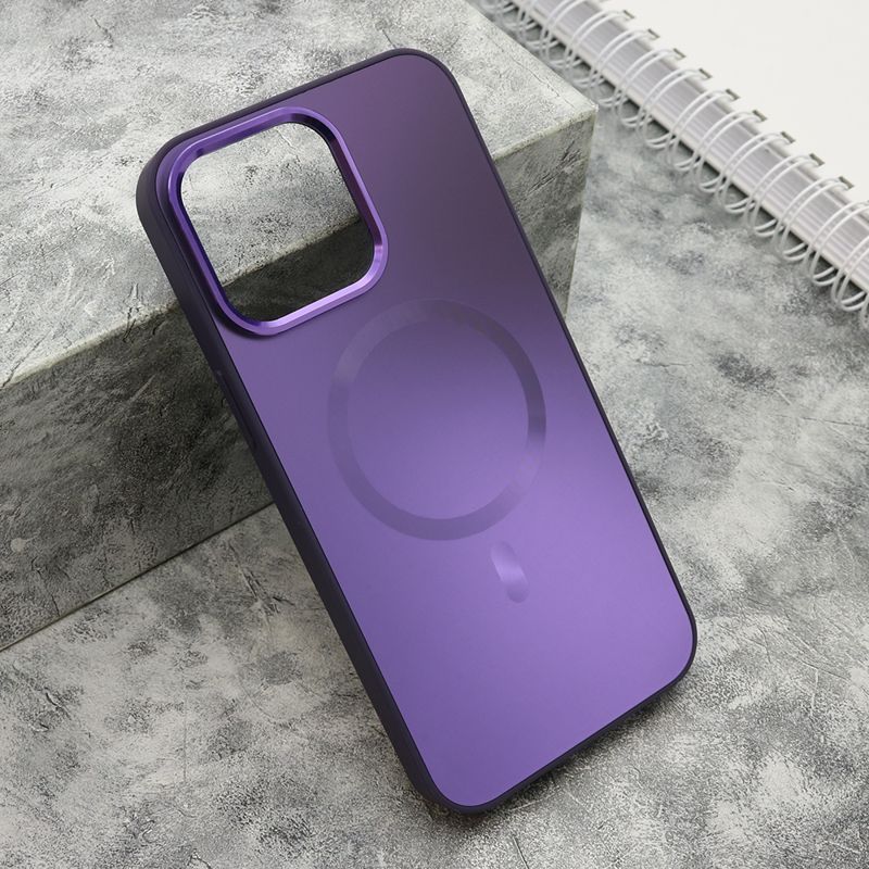 Maska COLOR METAL MagSafe za iPhone 15 Pro Max, ljubičasta
