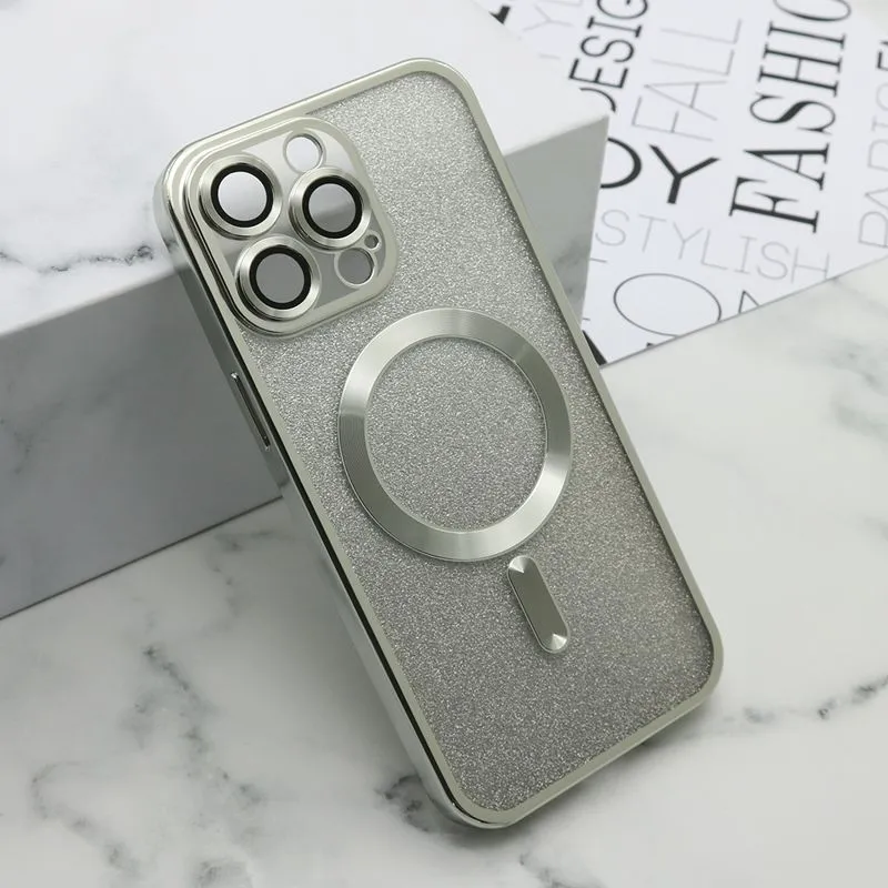 Maska GLITTER MAGSAFE za iPhone 15 Pro Max/ srebrna