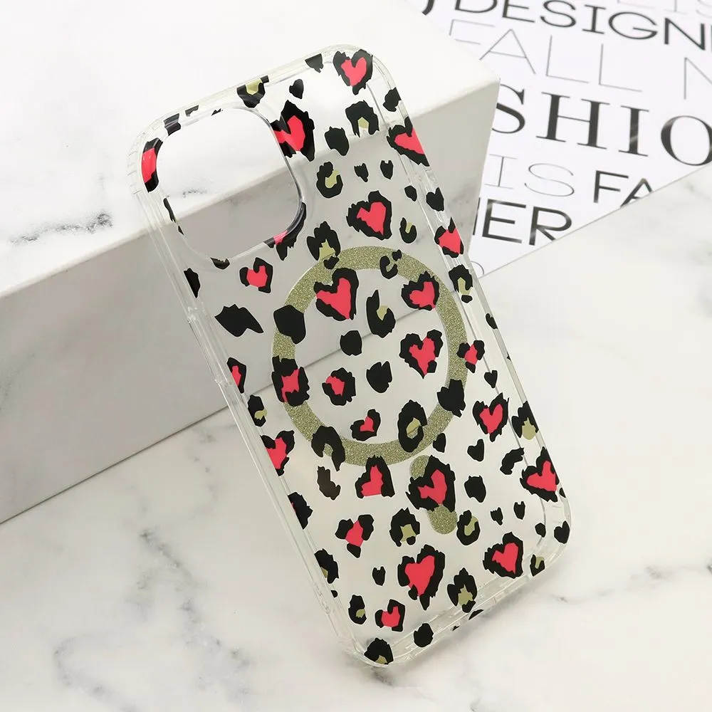 Maska LEOPARD MagSafe za iPhone 15/ roza