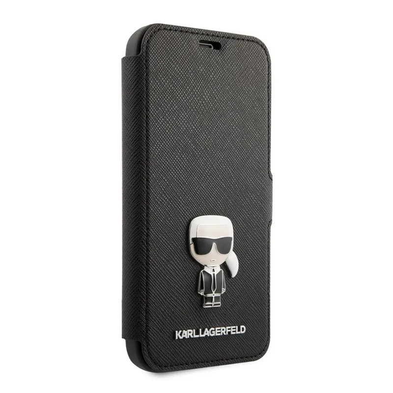 Maska na preklop Karl Lagerfeld Flip Saffiano iPhone 12 Pro Max crna
