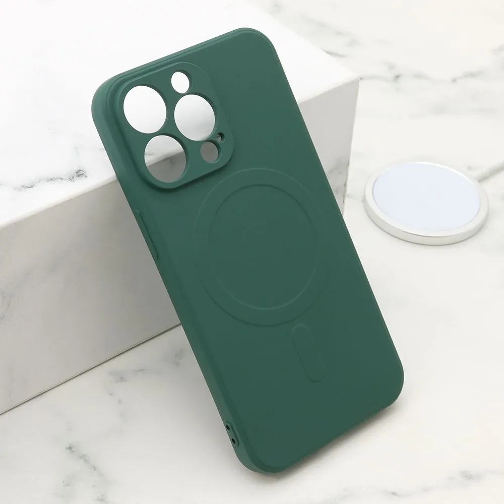 Maska VELVET TOUCH MagSafe za iPhone 13 Pro, tamno zelena