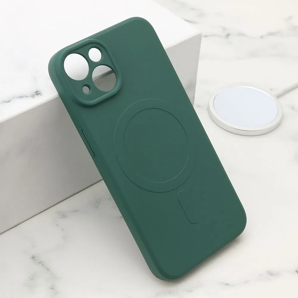 Maska VELVET TOUCH MagSafe za iPhone 14/ tamno zelena