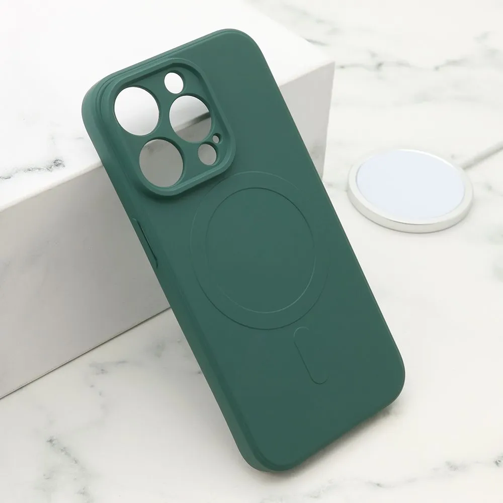Maska VELVET TOUCH MagSafe za iPhone 15 Pro/ tamno zelena