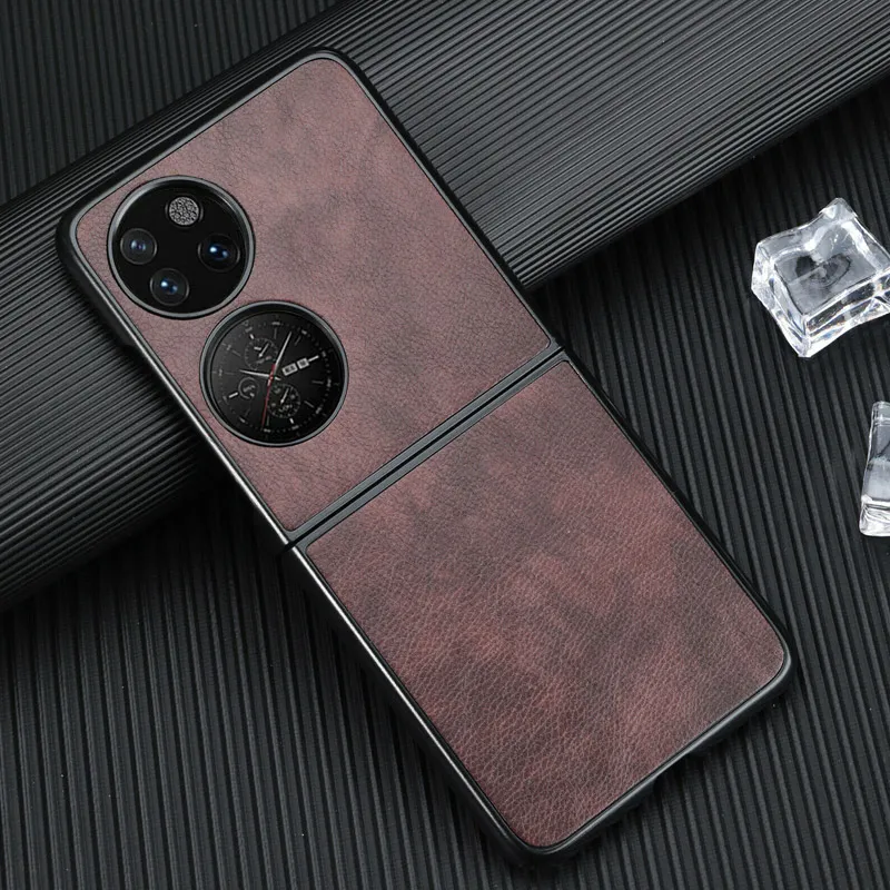 Maska za Huawei P50 pocket braon Leather
