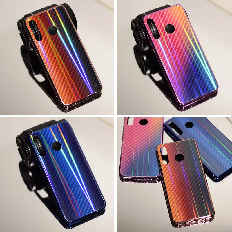 Maska za Huawei Y5 (2019)/ Honor 8S narandžasto Carbon glass crna