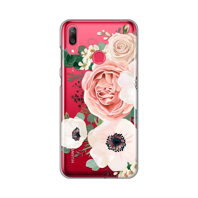 Maska za Huawei Y7 2019/Y7Prime 2019 Luxury Silikonska Print Skin Pink Flowers