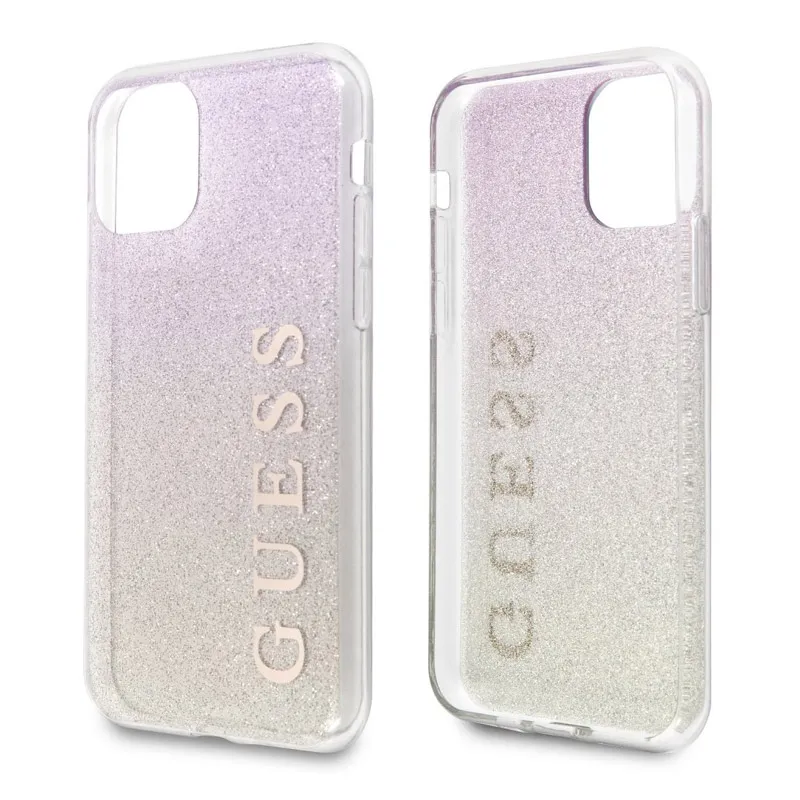 Maska za iPhone 11 Pro Guess Faceplate Shine pink zlatna