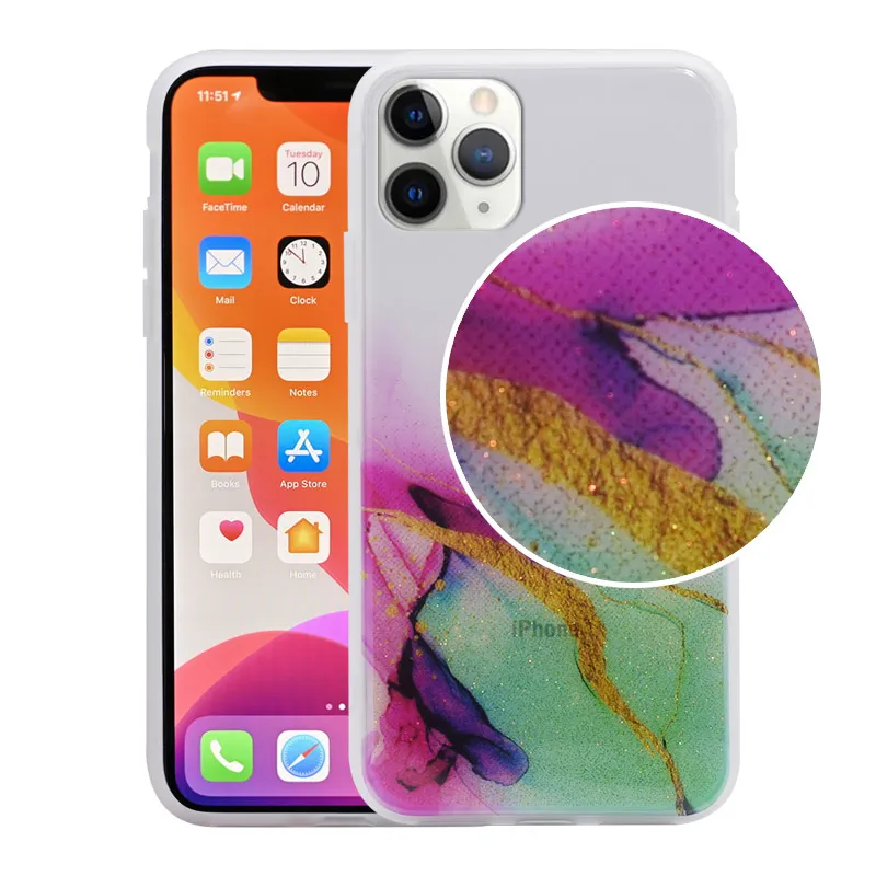 Maska za iPhone 11 Pro Water Spark transparent pink-zelena