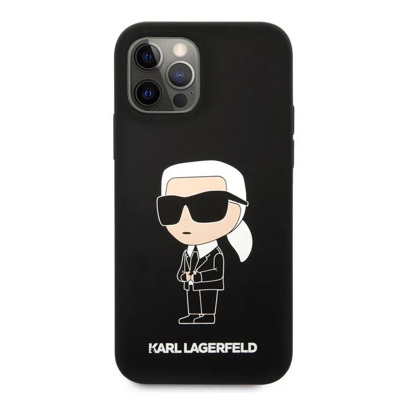 Maska za iPhone 12/ 12 Pro Black Karl Lagerfeld Liquid Silicone Ikonik NFT