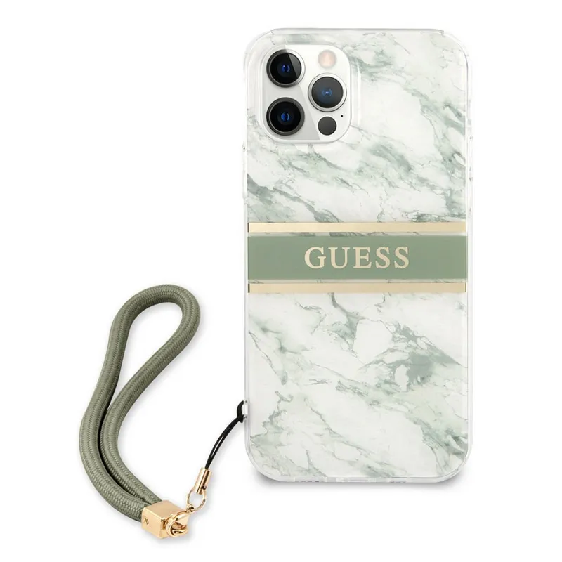 Maska za iPhone 12/ 12 Pro Guess Marble Strap zelena
