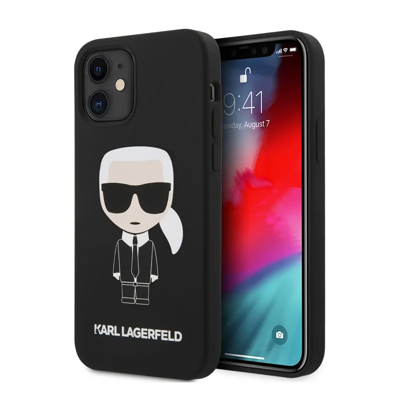 Maska za iPhone 12 mini 5.4 Karl Lagerfeld Hc Silicone Full Body Ikonic crna (KLHCP12SSLFKBK)