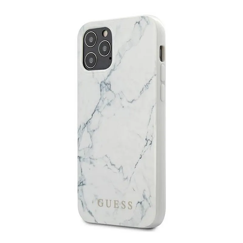 Maska za iPhone 12 mini bela Guess Faceplate Marble