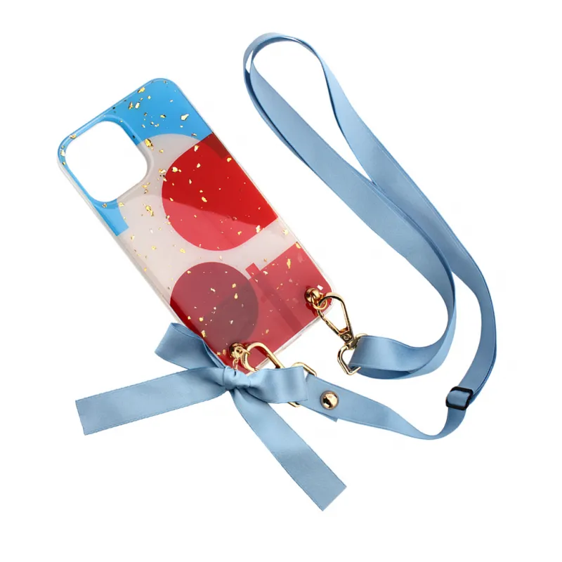 Maska za iPhone 12 Pro Max 6.7 Fashion Strap Glitter plava