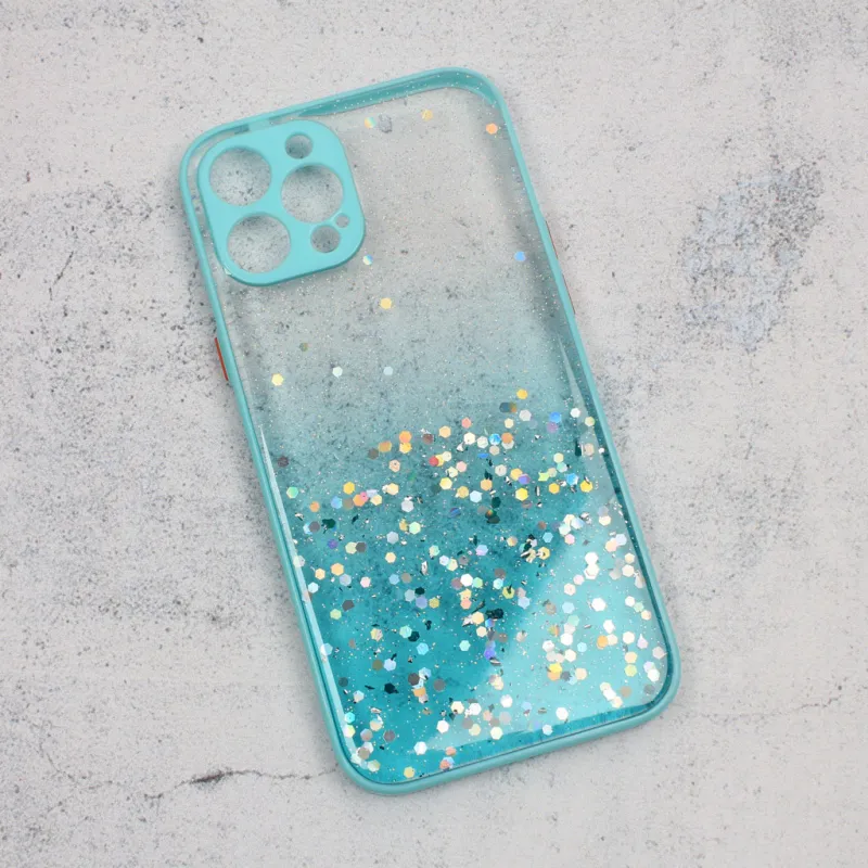 Maska za iPhone 12 Pro Max 6.7 Frame Glitter mint