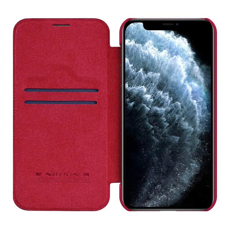 Maska za iPhone 12 Pro Max na preklop Nillkin Qin crvena