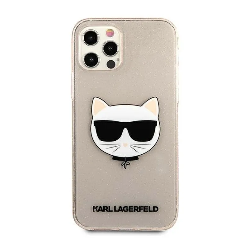 Maska za iPhone 12 Pro Max zlatna Karl Lagerfeld Glitter Cat
