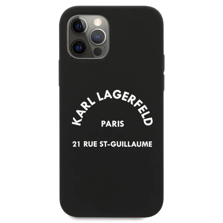 Maska za iPhone 12/12 Pro 6.1 Karl Lagerfeld Hc Silicone RSG crna (KLHCP12MSLSGRBK)