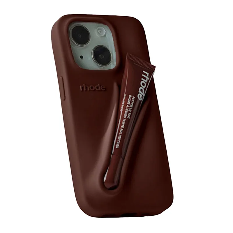 Maska za iPhone 13/ 14/ 15 espresso Rhode LIP CASE + LIP TINT