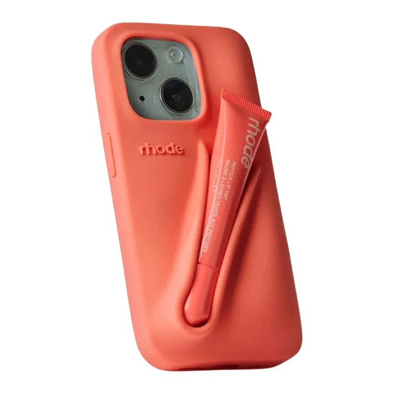 Maska za iPhone 13/ 14/ 15 peach pit Rhode LIP CASE + LIP TINT