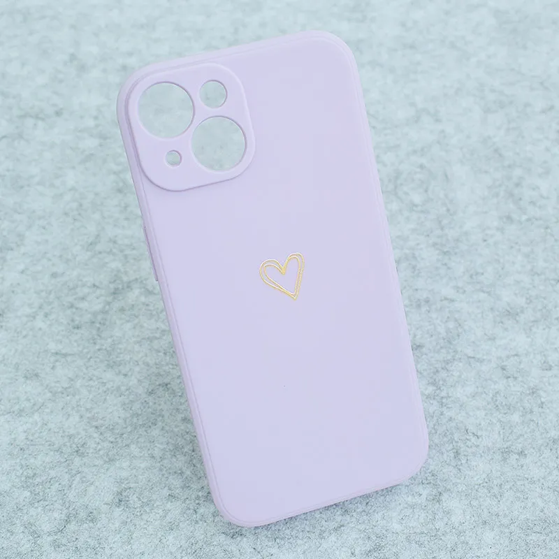 Maska za iPhone 13 Golden Heartbeat ljubičasta