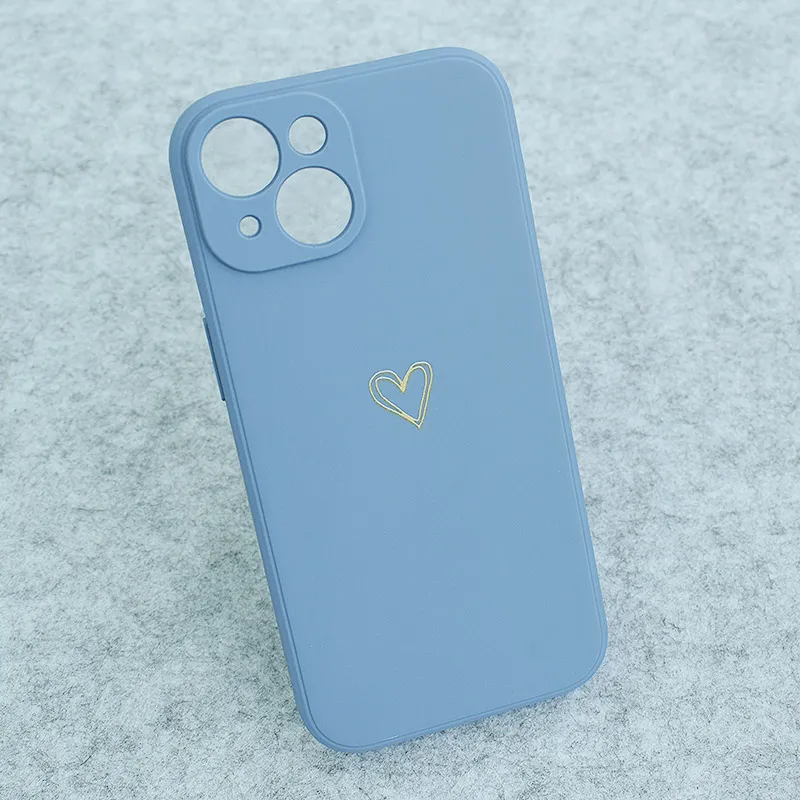 Maska za iPhone 13 Golden Heartbeat plava