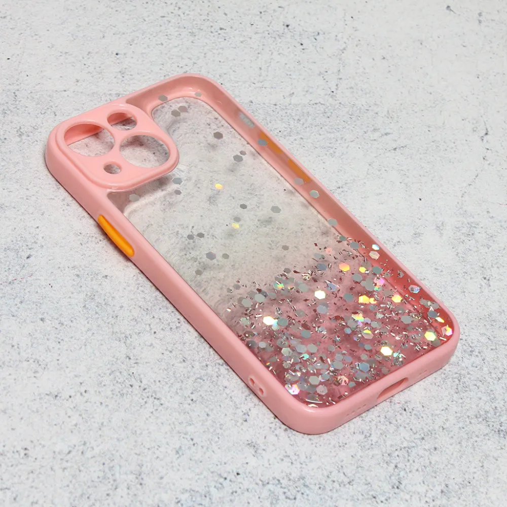 Maska za iPhone 13 Mini 5.4 Frame Glitter roze