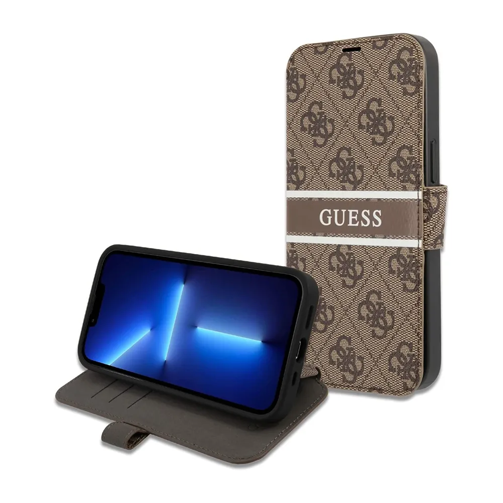 Maska za iPhone 13 Pro 6.1 braon (GUBKP13L4GDBR) Guess Stripe Bk Pu
