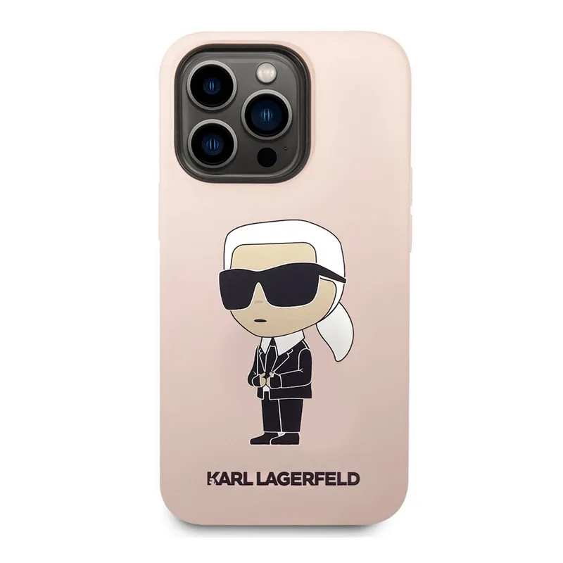 Maska za iPhone 13 Pro Karl Lagerfeld Liquid Silicone Ikonik NFT Pink