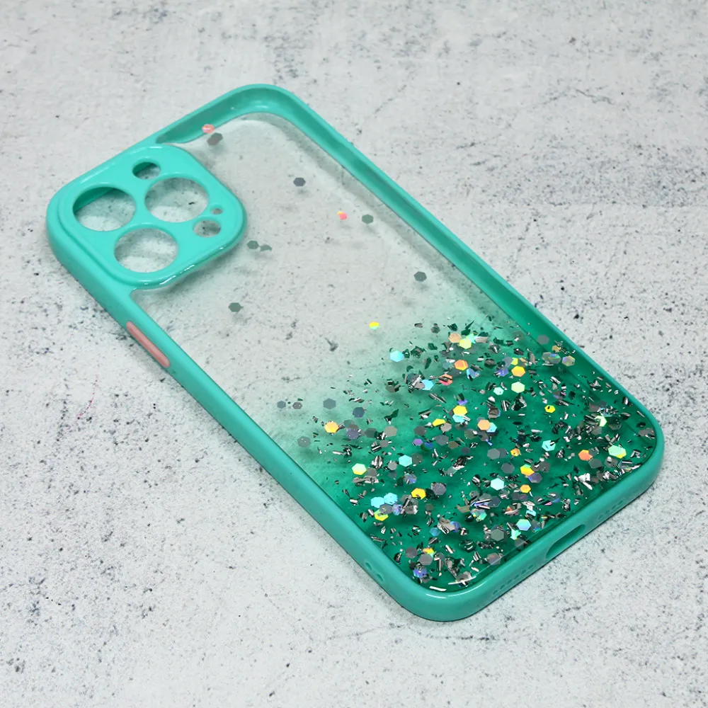 Maska za iPhone 13 Pro Max 6.7 Frame Glitter mint