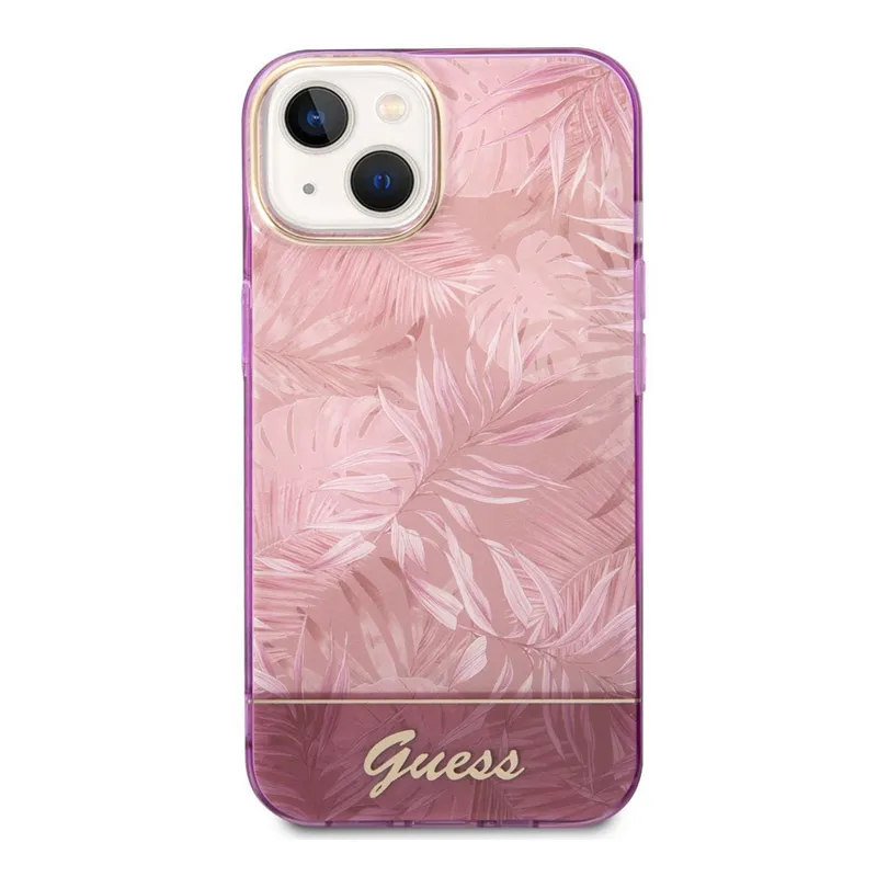 Maska za iPhone 14 Guess PC/ TPU Jungle Pink