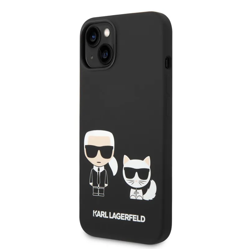 Maska za iPhone 14 Karl Lagerfeld and Choupette Liquid Silicone crna