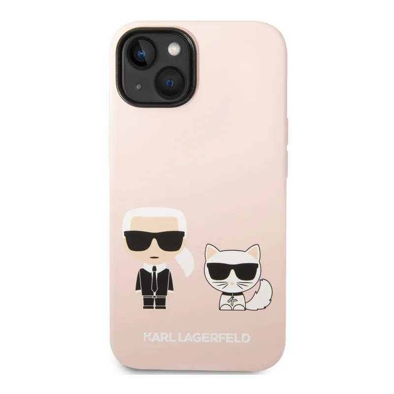 Maska za iPhone 14 Karl Lagerfeld and Choupette Liquid Silicone Pink
