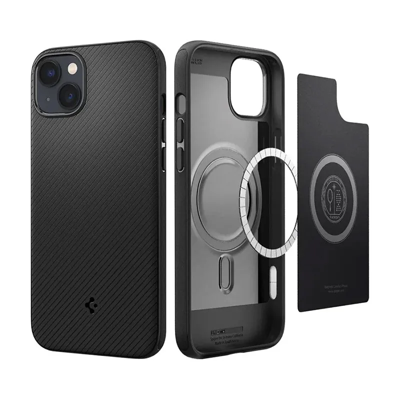 Maska za iPhone 14 mat Spigen Mag Armor MagSafe crna