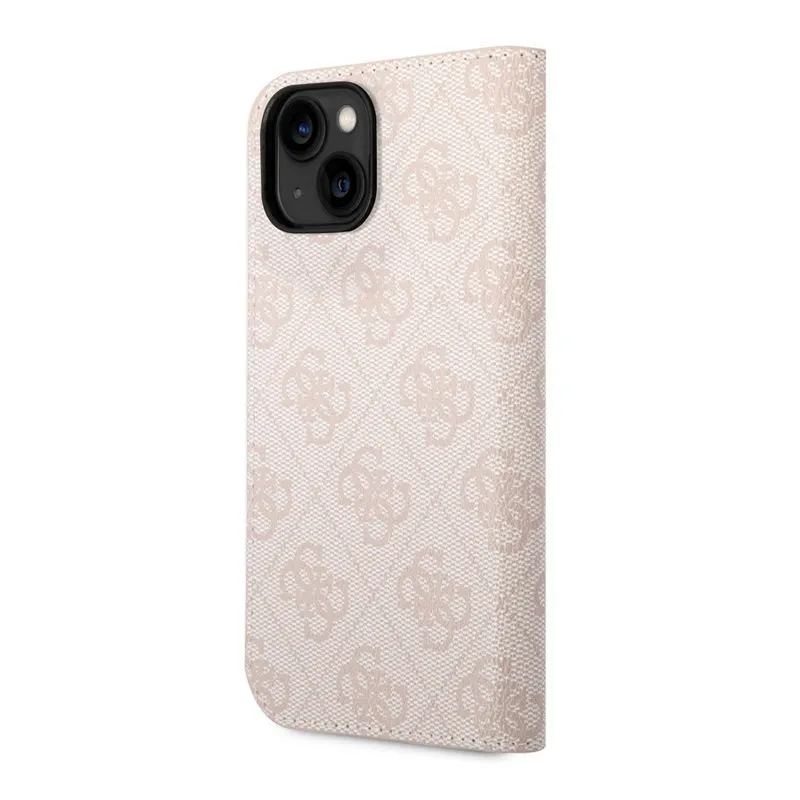 Maska za iPhone 14 na preklop Guess PC/ TPU 4G Metal Camera Outline Book Pink