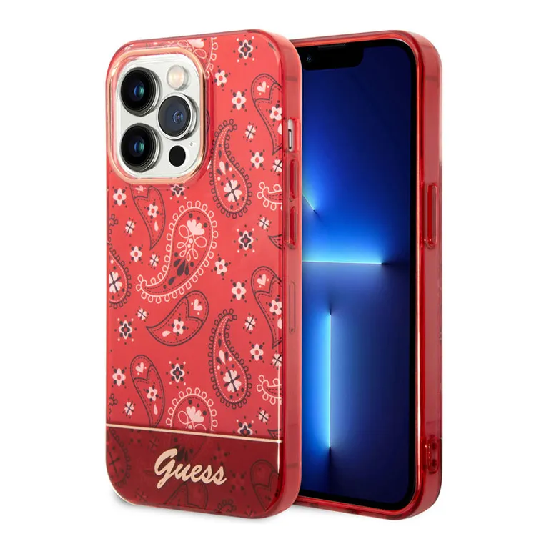 Maska za iPhone 14 Pro 6.1 Guess Hc IML Electro Cam Raisley crvena (GUHCP14LHGBNHR)