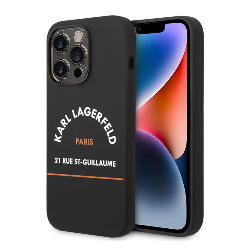 Maska za iPhone 14 Pro 6.1 Karl Lagerfeld Hc Silicone RSG crna (KLHCP14LSRSGHLK)