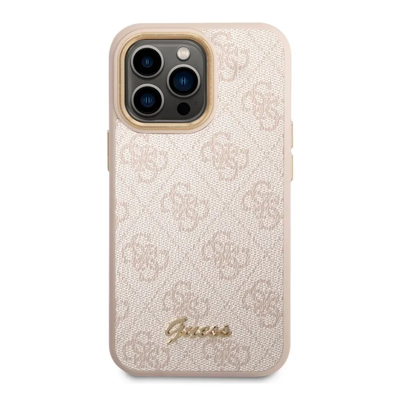 Maska za iPhone 14 Pro Guess PC/TPU 4G Metal Camera Outline Pink