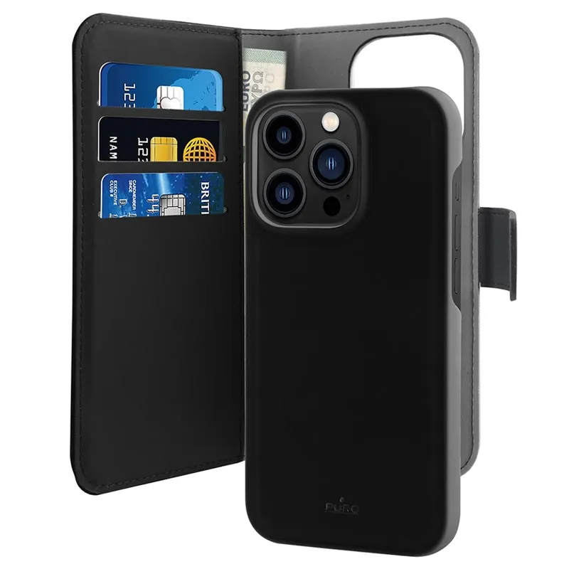 Maska za iPhone 14 Pro Max 6.7 Puro novcanik 2u1 crna