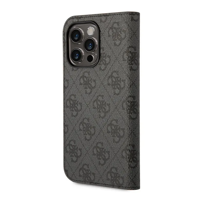 Maska za iPhone 14 Pro Max na preklop Guess PC/ TPU 4G Metal Camera Outline Book crna