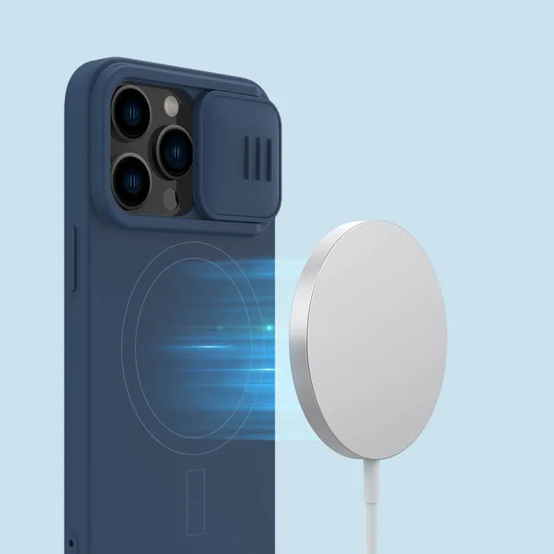 Maska za iPhone 14 Pro Max plava Nillkin CamShield Silky Magnetic